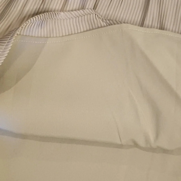 Veiled Collection Two Tone Tan Gold Stripe A Line Dress WWW - Picture 3 of 7